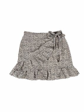 Tie-Waist Ruffle Mini Skirt in Black & White Dot Size Small